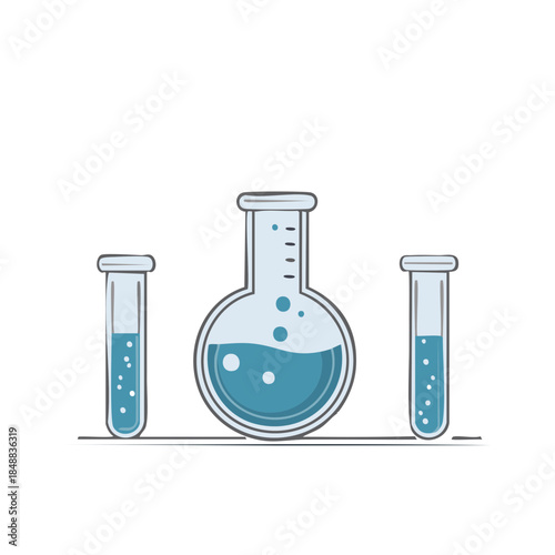 Glass laboratory flasks for chemical experiments research science in education & medicine