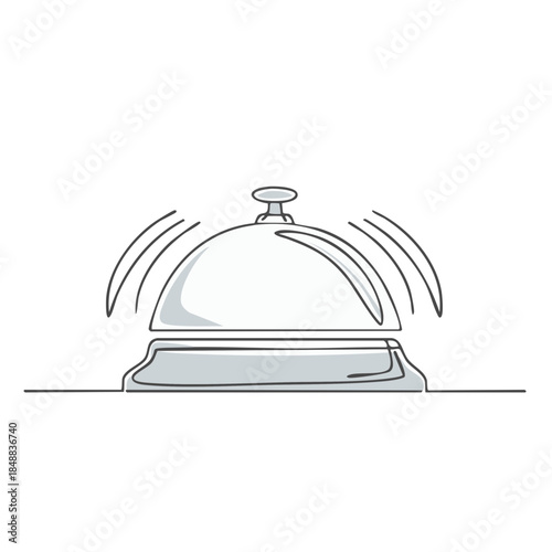 Hotel Service Bell Ringing Hand Drawn Style Illustration, Front Desk Assistance
