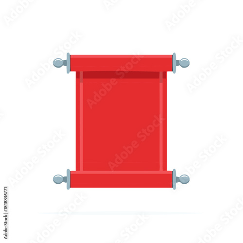 Red Scroll with Silver End Caps Mockup Template for Text Display or Important Messages