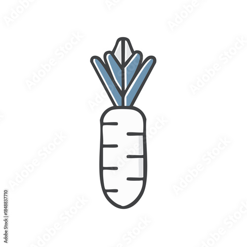Radish Vegetable Cartoon Style Illustration Fresh Food Ingredient Agriculture Cultivation