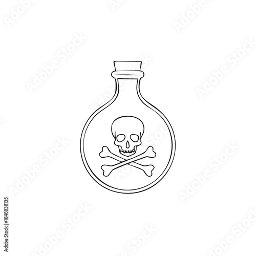 Vector Poison Bottle with Skull and Crossbones, A Dangerous Chemical Concept