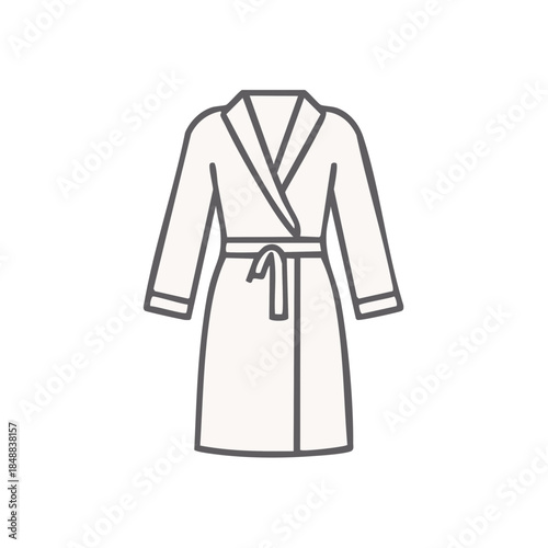Elegant Robe Line Art Icon: Minimalist Comfort Garment, Spa Apparel, Relaxation and Relaxation, Bathrobe Fashion Outline