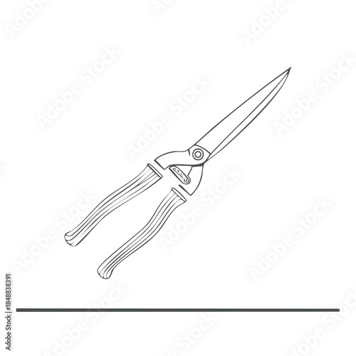 Vector Illustration of Garden Hedge Shears with Contoured Handles for Gardening and Landscaping