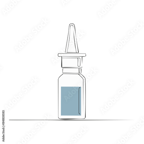Nasal Spray Bottle Line Art Illustration Minimalist Healthcare Medicine Liquid Dispenser