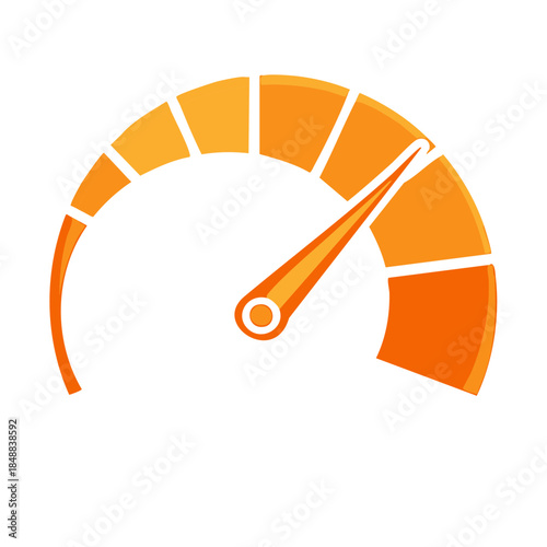 Orange Speedometer Icon Indicating High Speed Measurement Efficiency Performance