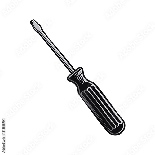 Screwdriver Illustration Tool Handyman Carpentry Repair Manual Work Fix It DIY Vector Design