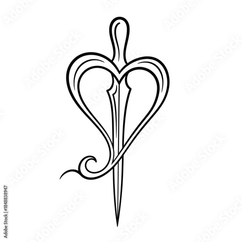 Heart and dagger symbol illustration