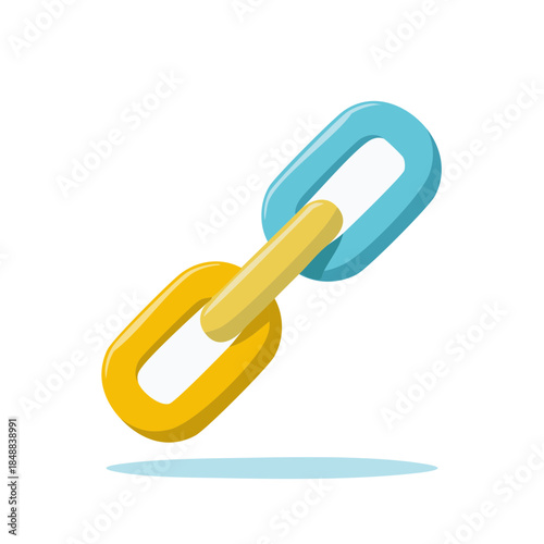 Linked Together: Two colorful chain links representing connection, security, or unbreakable bonds in a clean, modern design ideal for graphic design
