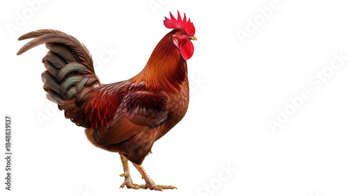 Fotografi Isolated handsome rooster posing in studio with detailed feather texture and vib