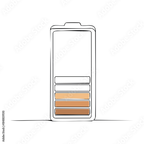 Low battery icon with brown charge level for digital devices, cell phone or remote illustration energy supply vector
