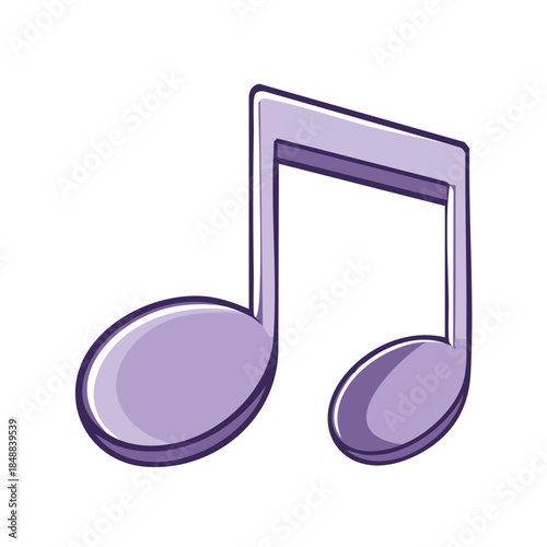 Purple eighth note with stem and flag as a musical symbol for melodies and rhythms