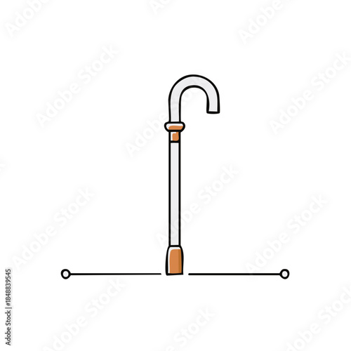 Elegant walking cane illustration assistive mobility aid for disability assistance