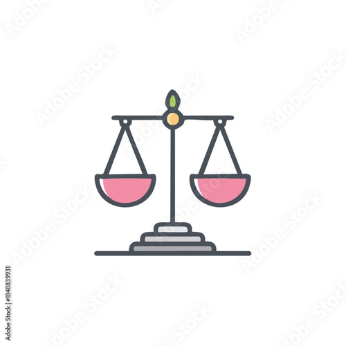 Scales of Justice Colorful Flat Icon, Law and Order Concept, Balance Scale Symbol on White