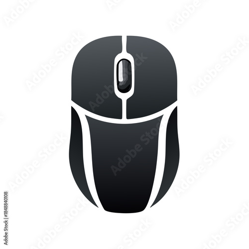 Computer Mouse Input Device Dark Grey Shiny Surface Ergonomic Design Illustration
