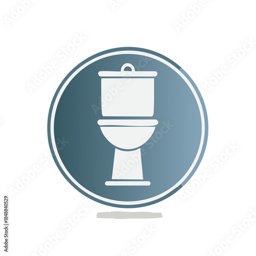 Toilet symbol inside a gradient circle, simple graphic of a restroom fixture for hygiene and facility sign design
