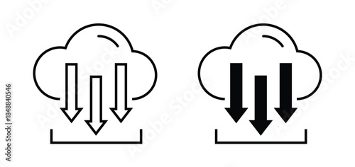 Cloud download icon. Cloud backup. Data synchronization symbol. Cloud computing sign