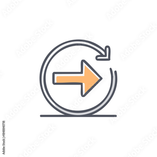 Orange arrow rotating in circle icon illustration. Refresh, sync, repeat, and undo concepts for web design.