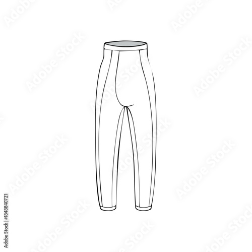 Outline Illustration of Women's Pants with High Waist and Tapered Legs for Fashion Design