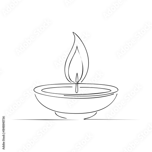 Minimalist Candle Flame One Line Drawing: Elegant, Simple Light Source Design
