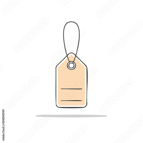 Beige Tag Illustration Vector Hang Tag with String for Business Price and Sale