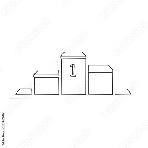 Hand Drawn First Place Podium Outline Illustration Victory and Achievement Concept