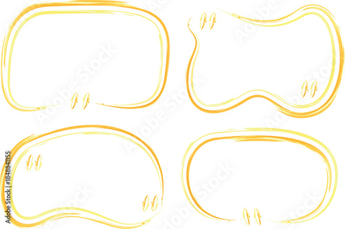 yellow paint brush outline abstract quotation frames set