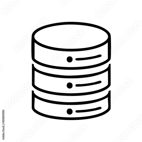 Data Storage Outline Icon Design Stacked Disk Layers with Dots