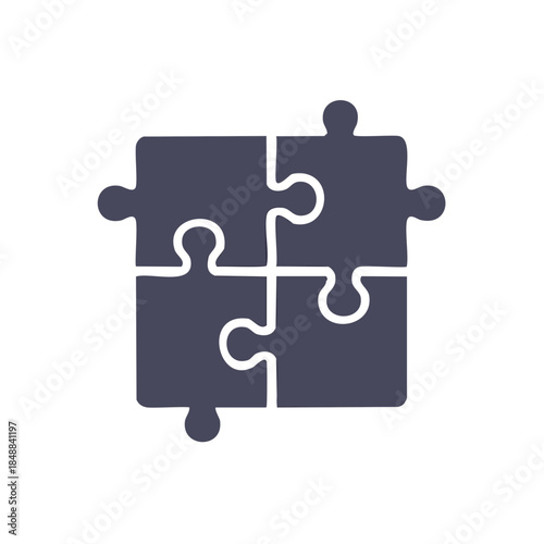 Connected Jigsaw Puzzle - Simple Graphic Symbol of Completeness and Unity