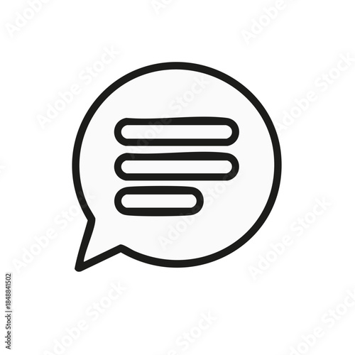 Outline Speech Bubble Icon with Lines for Text Messages and Communication Systems