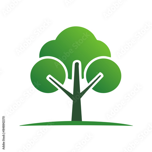 Stylized green tree illustration against a crisp white backdrop representing nature conservation and simple design aesthetics