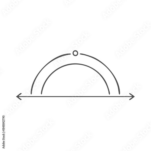 Geometry measurement tool illustration. Protractor math compass with arcs lines for mathematical drawing sketch