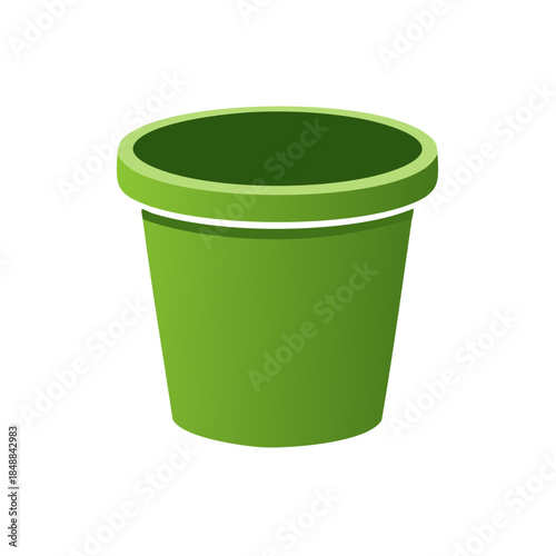 Empty Green Planter Pot: Isolated Illustration for Indoor Plants and Gardening