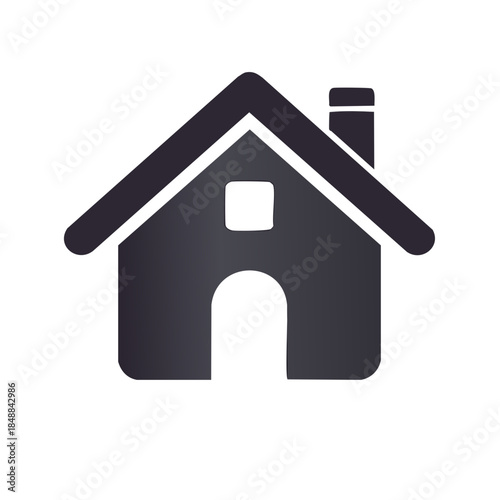 House icon with arched door and chimney, simplistic vector representation for real estate and homeownership, isolated on white