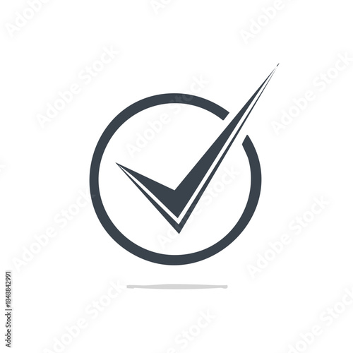 Dark Checkmark in Circle on White Background for Approval or Verification