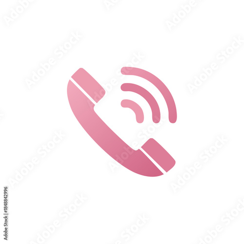 Gradient Pink Phone Receiver Icon Signaling Call Connection on White Background
