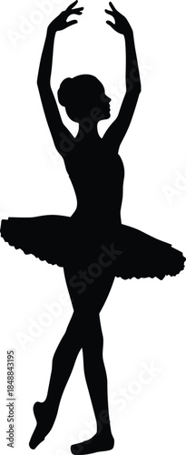 Ballerina, silhouette, ballet dancer, tutu, classical pose, dance, performance, elegance, grace, black figure, art, movement, stage, female, posture, artistic, minimal, vector, isolated, expressive