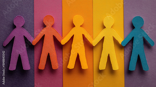 Diversity equality inclusion and belonging concept shown with paper silhouettes held by hand