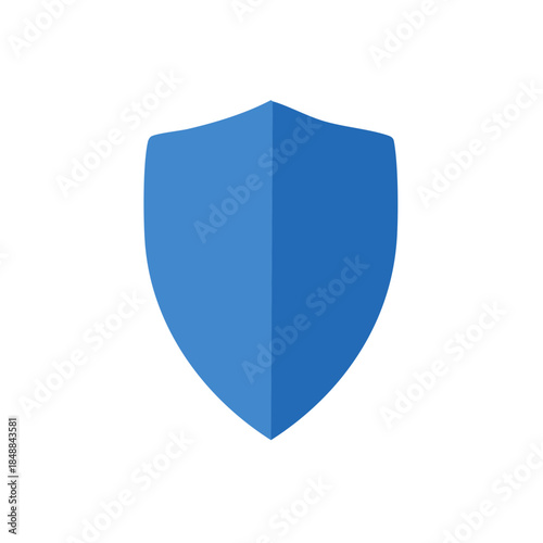 Blue emblem security shield icon representing data safety, protection and safety on white