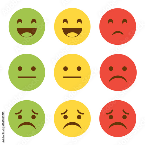 Emotions Expressed A collection of emoji faces, each displaying a distinct emotion, from joy to sadness, offering a visual representation of feelings and sentiment. 