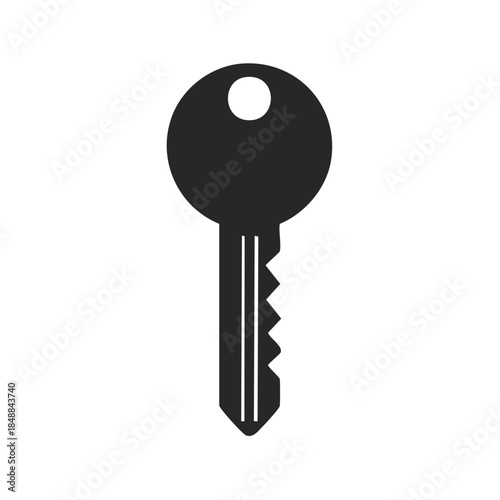 Simple Silhouette of a Common Key Design For Security Lock and Access Concepts