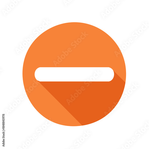 Orange Circle with Minus Sign Icon Symbol for Mathematical Operations and User Interface Elements