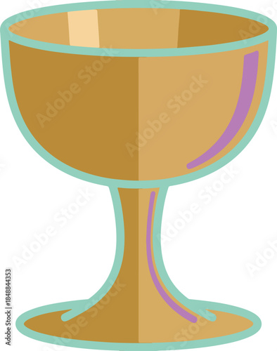 Golden Chalice Vector Graphic Illustration with Turquoise Outline and Purple Accent ...