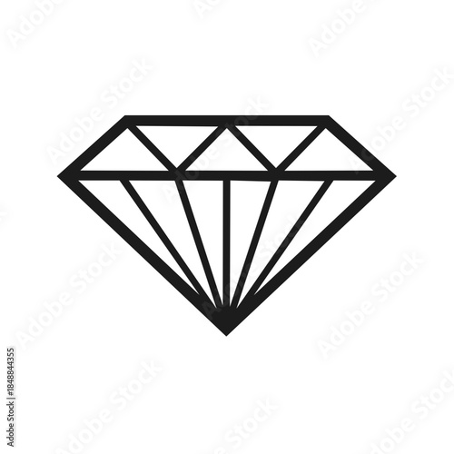 Diamond Shape Graphic for Jewels Luxury Industry Treasure Fashion Glamour Line Art Isolated