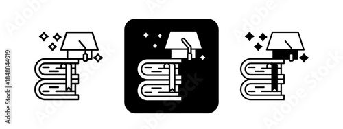 Education  Solid color and black line drawing vector illustration set