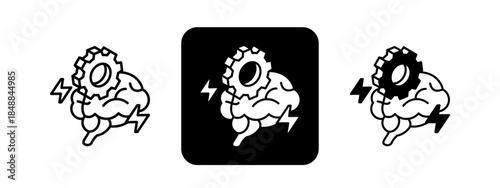 Logical Thinking  Solid color and black line drawing vector illustration set
