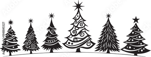 christmas trees set christmas, vector, tree, decoration, holiday, winter, christmas tree, snow, merry, green
