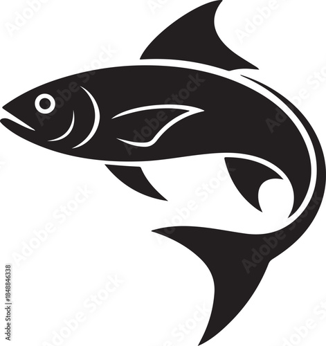 Fish Silhouette – Schooling Fish Vector Silhouette Black on White