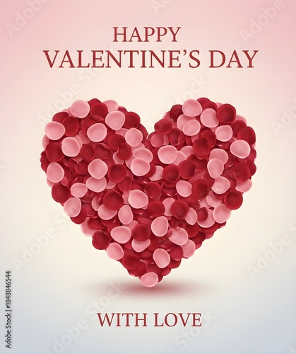 Heart made of layered rose petals featuring "HAPPY VALENTINE’S DAY" and "WITH LOVE".