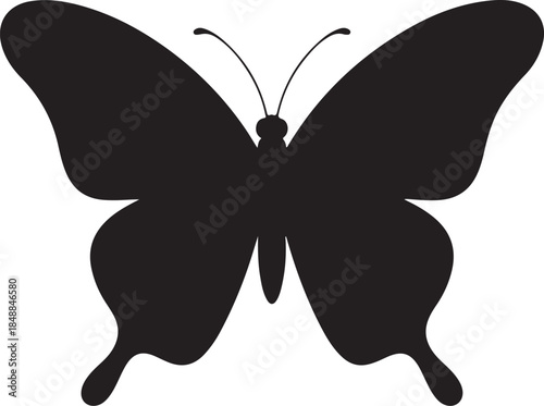 Butterfly Silhouette – Winged Insect Black Vector on White