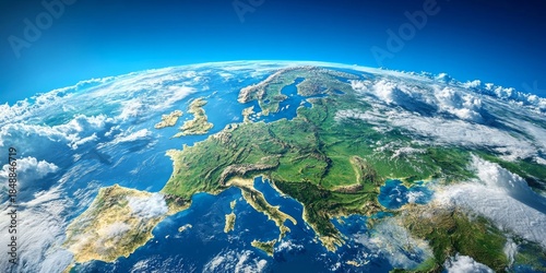 Fototapeta Naklejka Na Ścianę i Meble -  A stunning image of the Earth from space with a clear view of Europe and clouds.